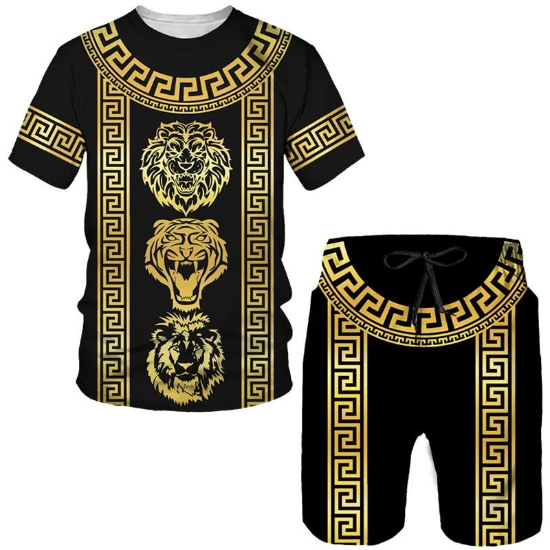 European Code Hawaii Seaside 3D Printing Men'S Casual Loose Suit Beach Short Sleeve Shorts Me13-Ma01 - Image 1